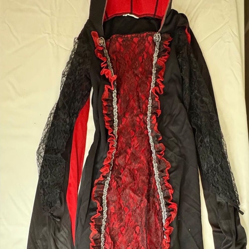 Elegant Red and Black Lace Dress. For kids 11-12 years old.